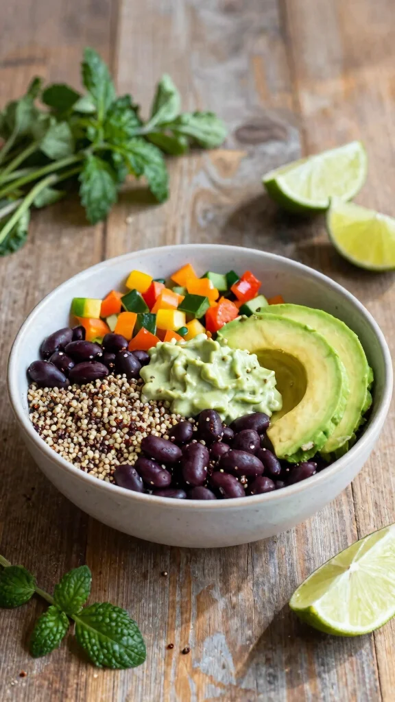 17 Healthy Lunch Ideas Vegetarian & Protein-Rich - 1. Quinoa and Black Bean Bowl 1