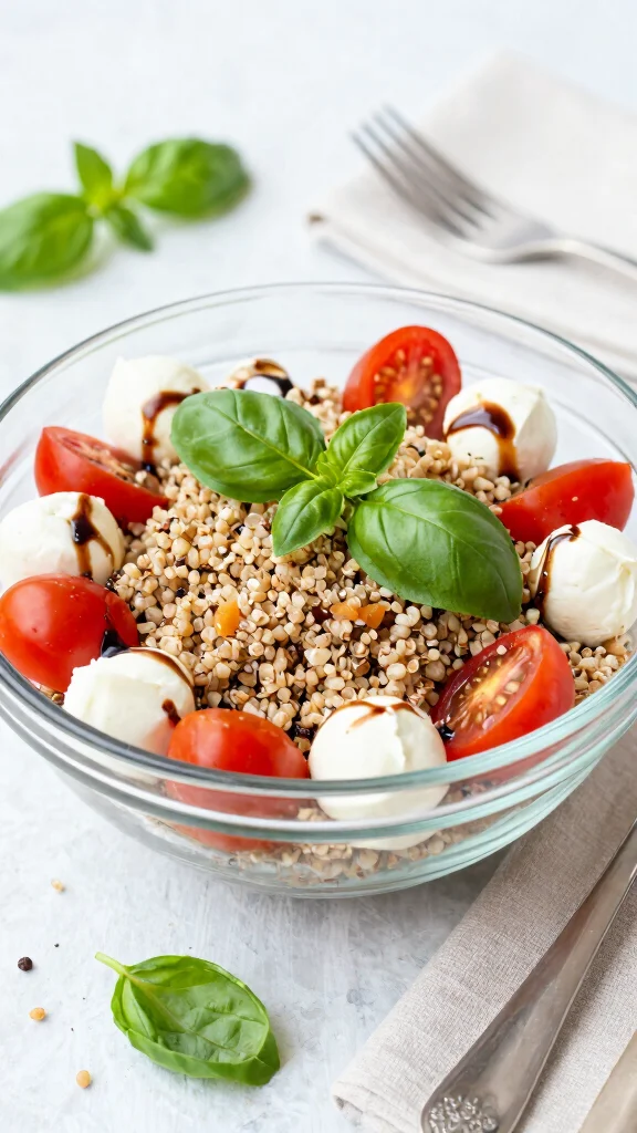 17 Healthy Lunch Ideas Vegetarian & Protein-Rich - 12. Caprese Quinoa Salad 1