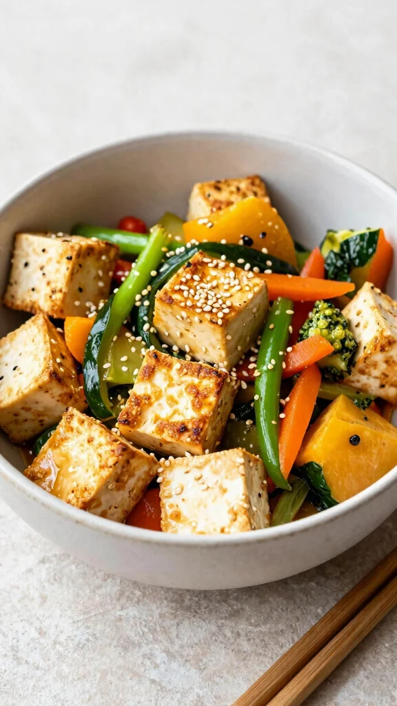 17 Healthy Lunch Ideas Vegetarian & Protein-Rich - 13. Miso Tofu and Vegetable Bowl 1