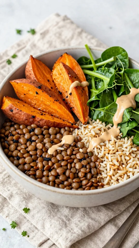 17 Healthy Lunch Ideas Vegetarian & Protein-Rich - 3. Lentil Buddha Bowl 1