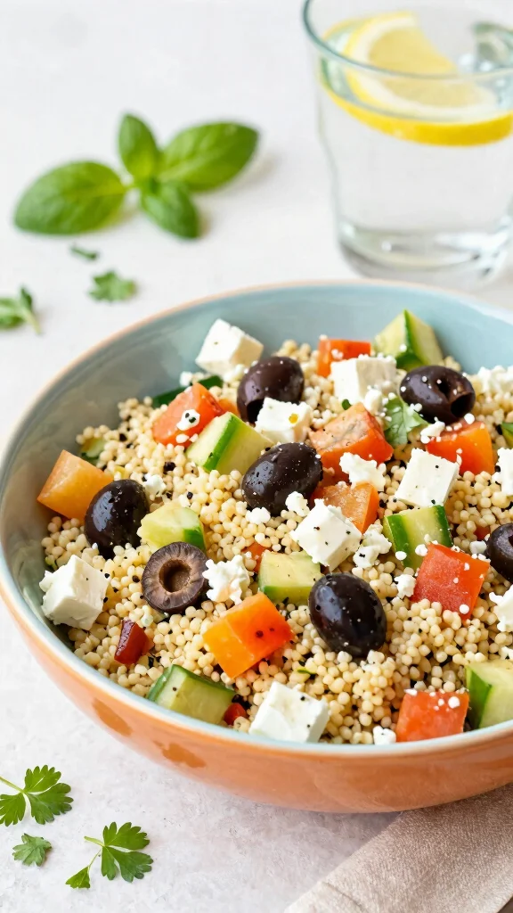 17 Healthy Lunch Ideas Vegetarian & Protein-Rich - 6. Mediterranean Couscous Salad 1
