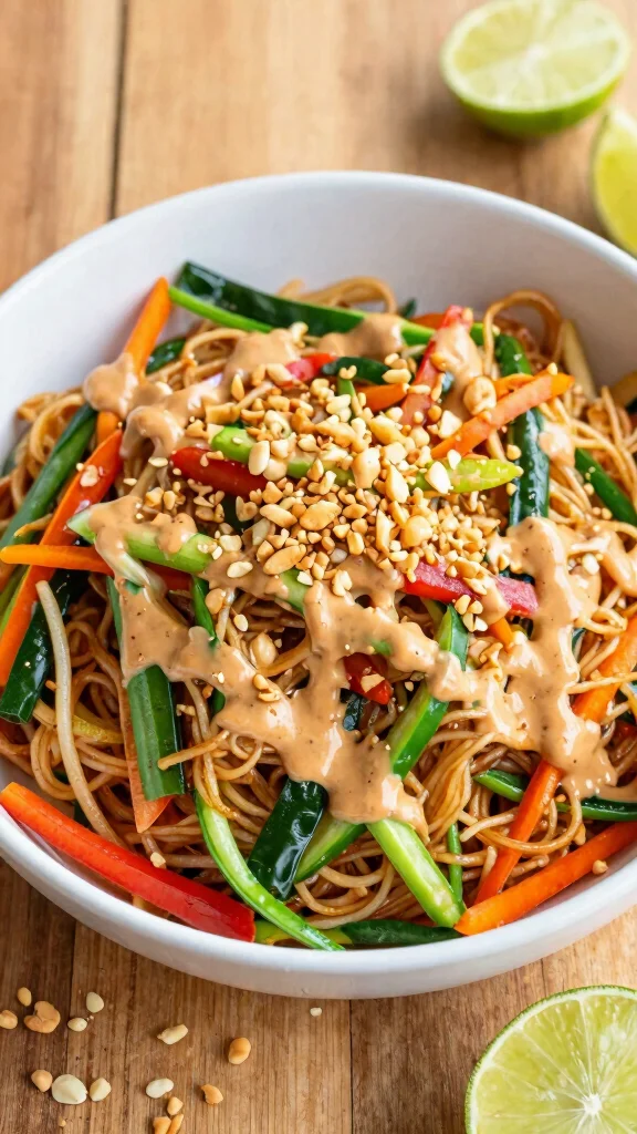 17 Healthy Lunch Ideas Vegetarian & Protein-Rich - 8. Thai Peanut Noodle Salad 1