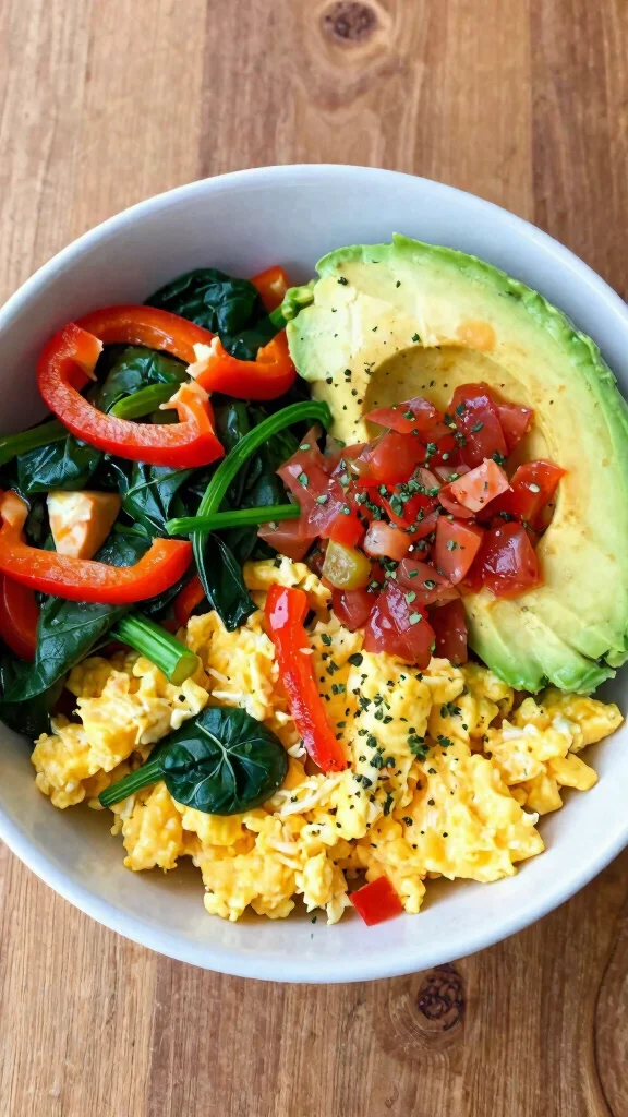 17 Healthy Lunch Ideas for Weight Losing That Keep You Full - 14. Egg and Veggie Breakfast Bowl 1