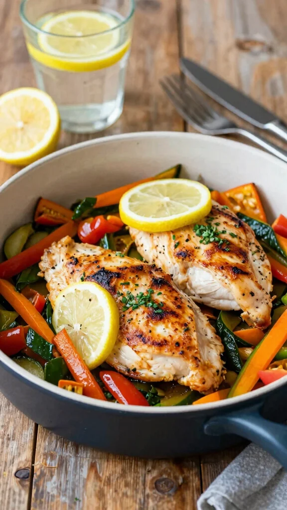 17 Healthy and Easy Dinner Recipes Anyone Can Cook - 1. One-Pan Lemon Garlic Chicken and Veggies 1