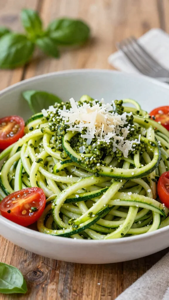 17 Healthy and Easy Dinner Recipes Anyone Can Cook - 11. Zucchini Noodles with Pesto 1