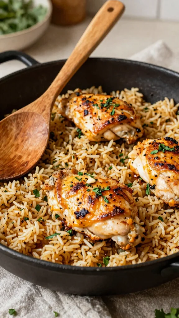 17 Healthy and Easy Dinner Recipes Anyone Can Cook - 9. One-Pan Garlic Butter Chicken and Rice 1