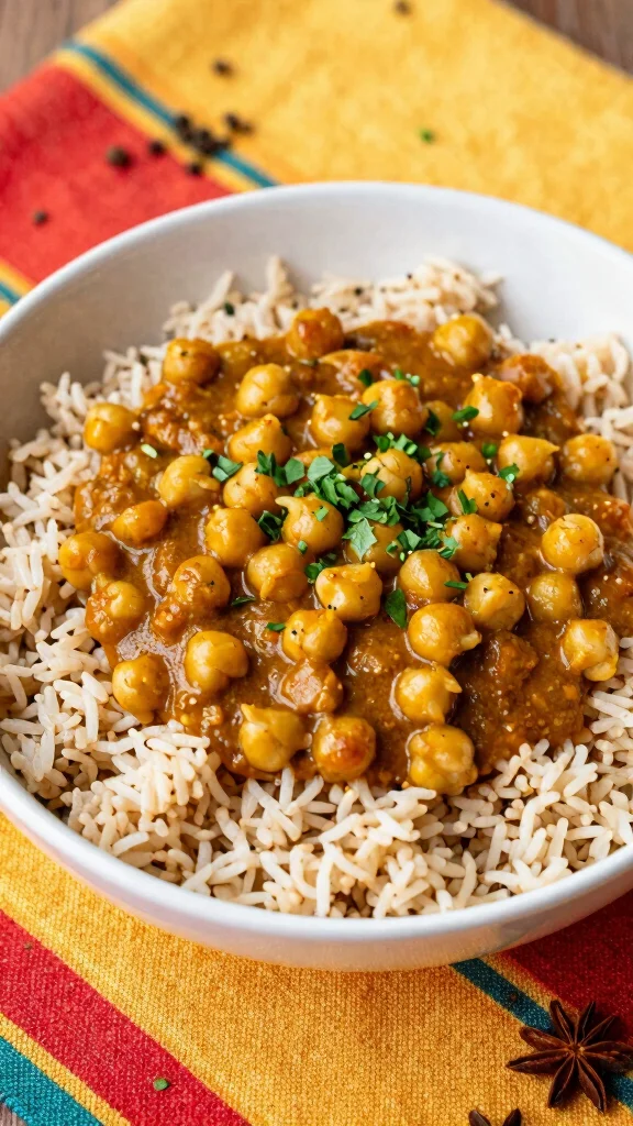 17 Lunch Ideas Healthy and Easy to Make - 13. Chickpea Curry with Rice 1