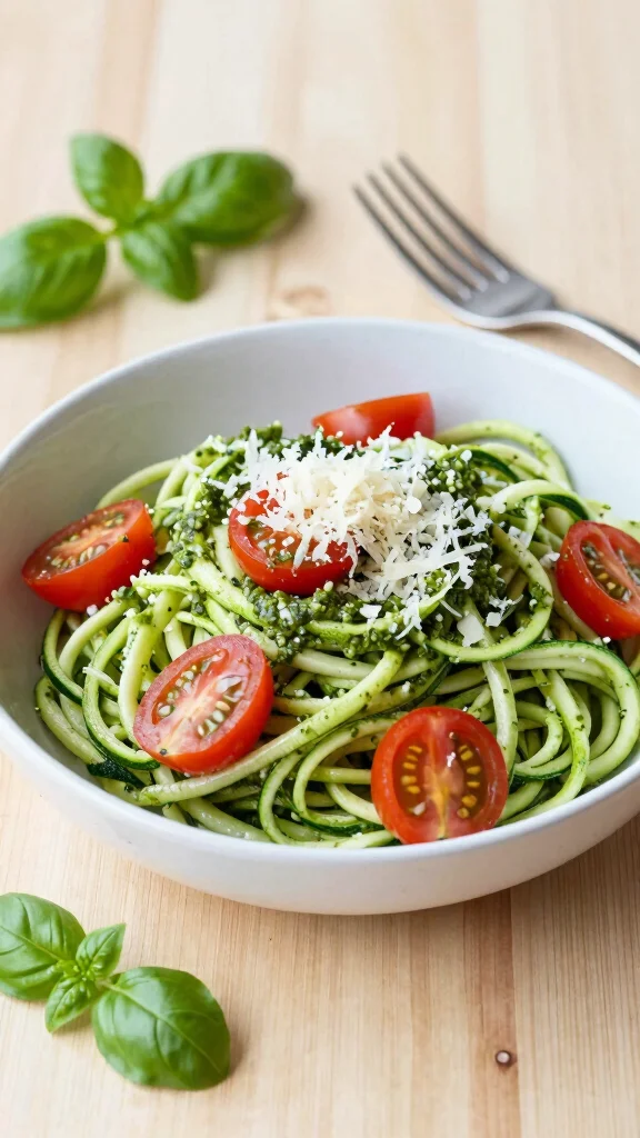 17 Lunch Ideas Healthy and Easy to Make - 6. Zucchini Noodles with Pesto 1