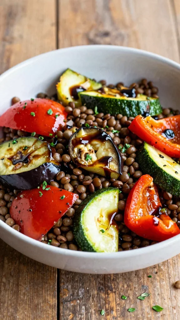 17 Lunch Ideas Healthy and Easy to Make - 9. Lentil Salad with Roasted Vegetables 1