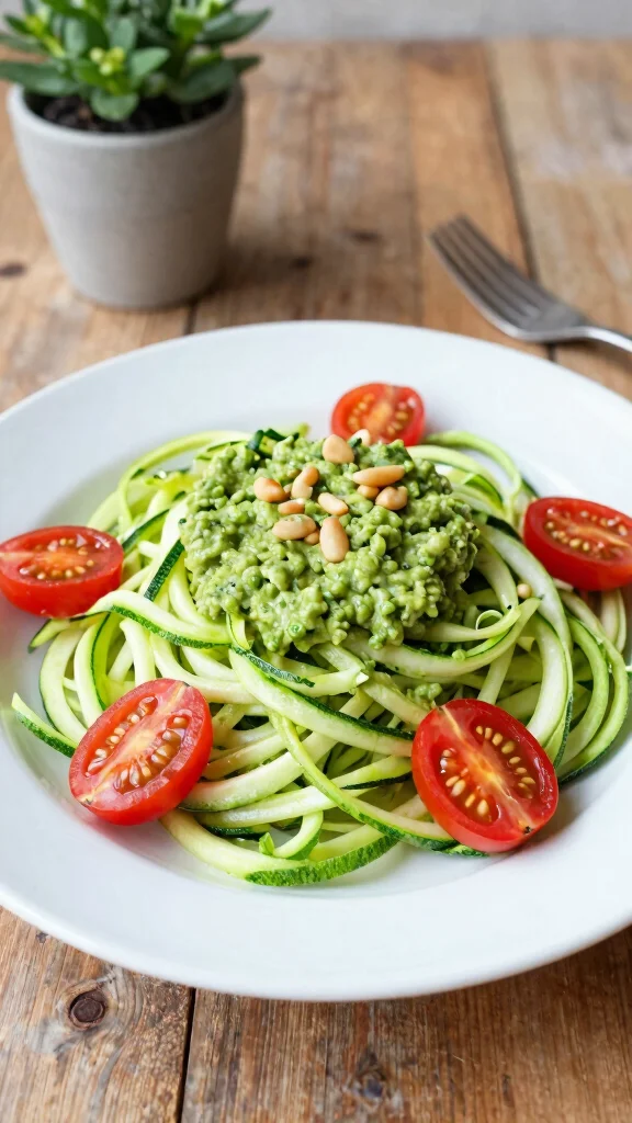 17 Quick and Healthy Dinner Recipes Under 30 Minutes - 1. Zucchini Noodles with Avocado Pesto 1