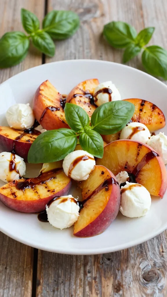 17 Quick and Healthy Dinner Recipes Under 30 Minutes - 12. Caprese Salad with Grilled Peaches 1
