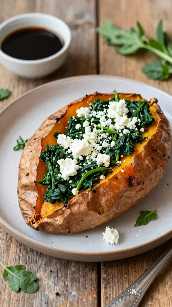 17 Quick and Healthy Dinner Recipes Under 30 Minutes - 6. Spinach & Feta Stuffed Sweet Potatoes 1
