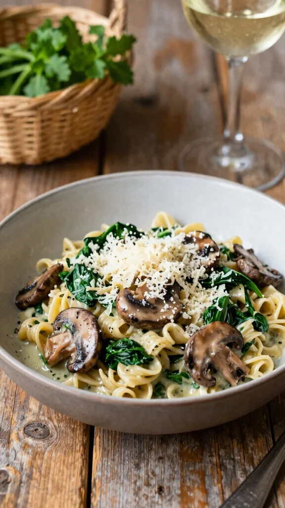 17 Quick and Healthy Dinner Recipes Under 30 Minutes - 8. Creamy Mushroom & Spinach Pasta 1