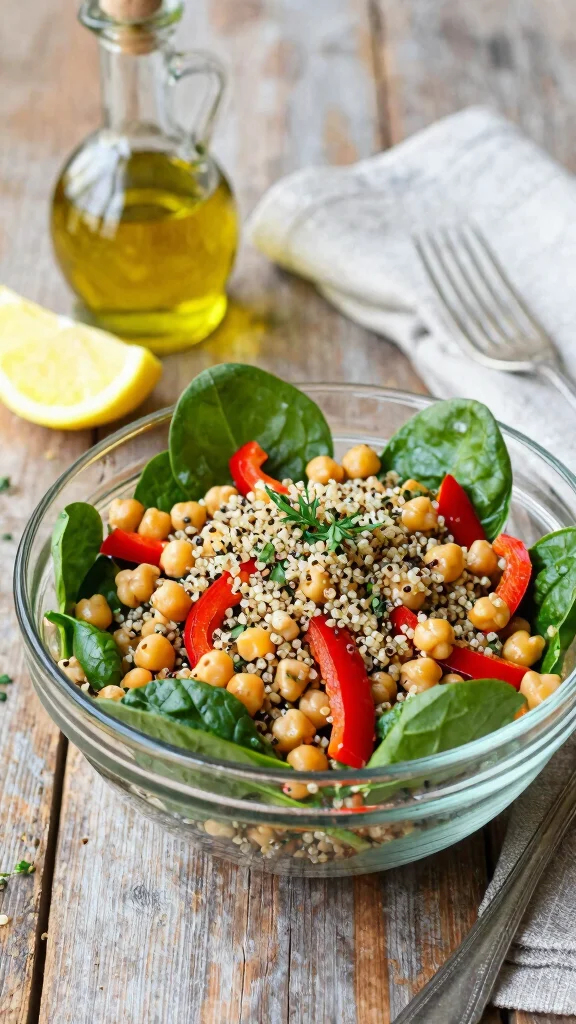 18 Easy Lunch Ideas Healthy & Budget-Friendly - 1. Quinoa Salad with Chickpeas and Spinach 1