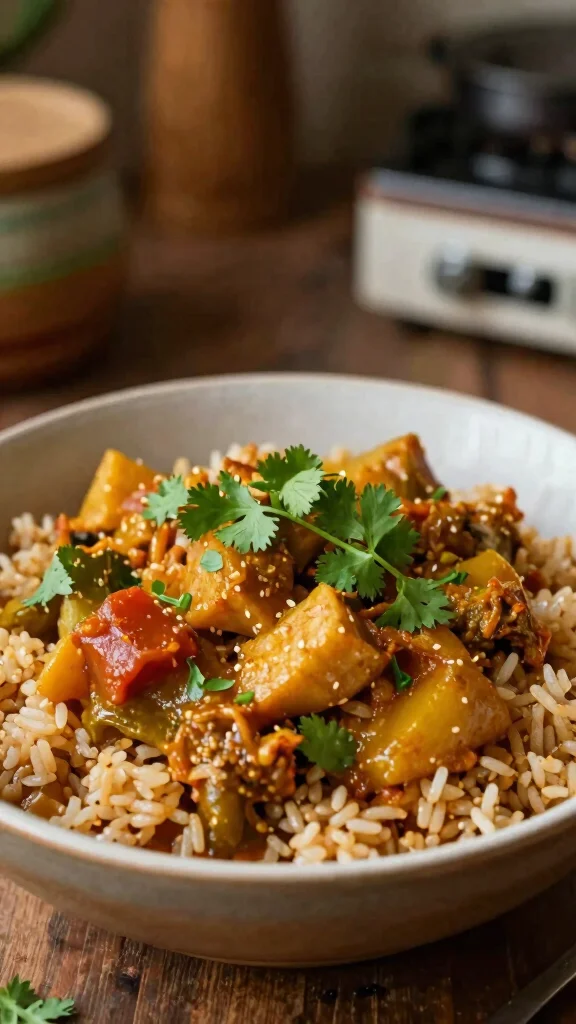 18 Easy Lunch Ideas Healthy & Budget-Friendly - 18. Vegetable Curry with Brown Rice 1