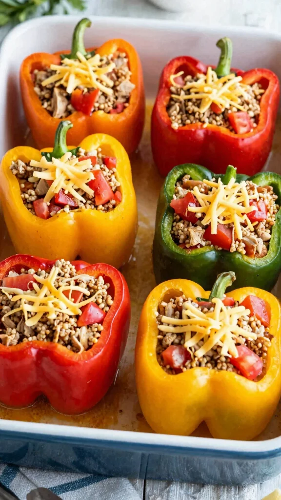 18 Easy and Healthy Dinner Recipes for Everyday Cooking - 12. Stuffed Peppers with Ground Turkey and Quinoa 1