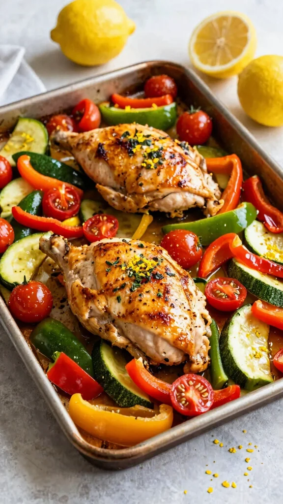 18 Healthy Dinner Recipes for Family Everyone Will Love - 1. One-Pan Lemon Garlic Chicken & Veggies 1