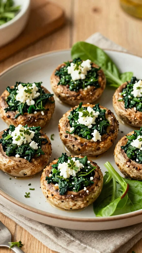18 Healthy Easy Lunch Ideas for Busy Days - 12. Spinach and Feta Stuffed Portobello Mushrooms 1