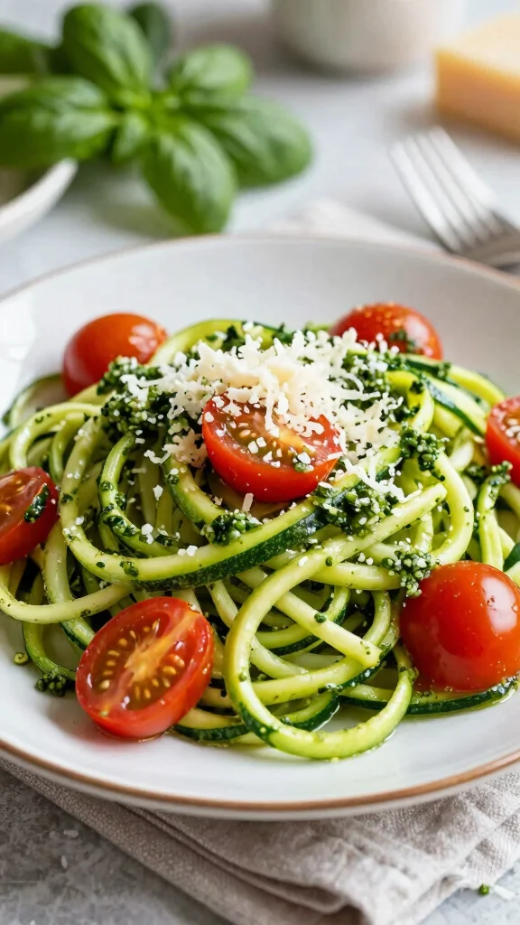 18 Healthy Easy Lunch Ideas for Busy Days - 14. Zucchini Noodles with Pesto 1