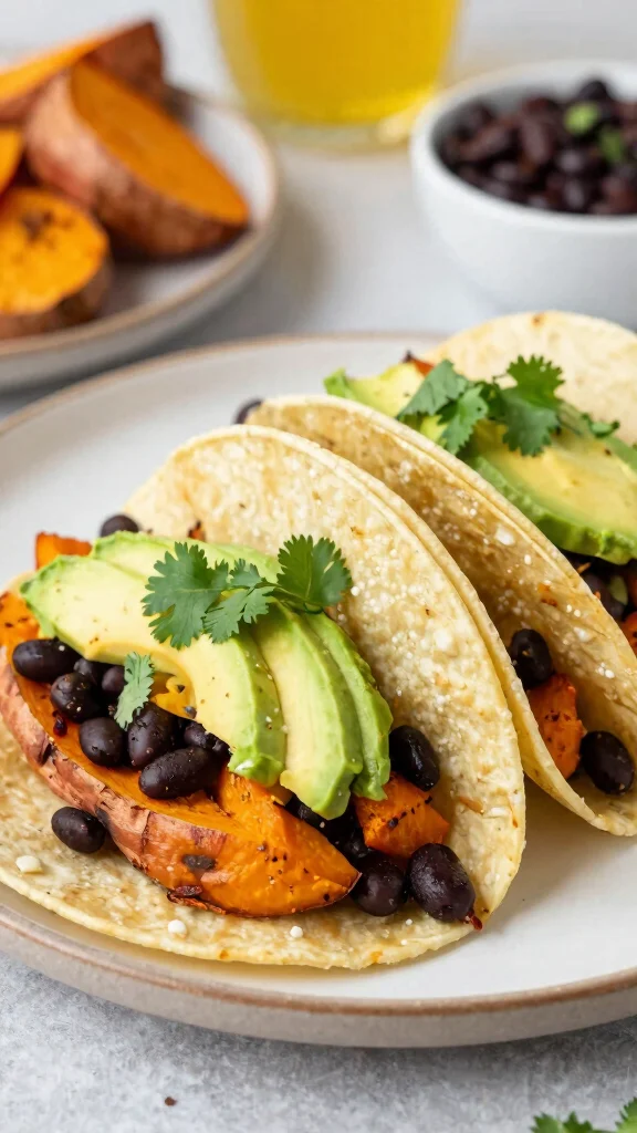18 Healthy Easy Lunch Ideas for Busy Days - 8. Sweet Potato and Black Bean Tacos 1