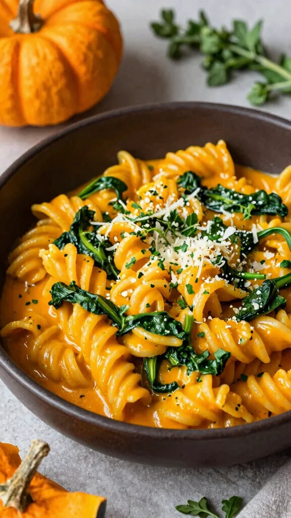 18 Healthy Fall Dinner Recipes You'll Love - 14. Pumpkin and Spinach Pasta 1