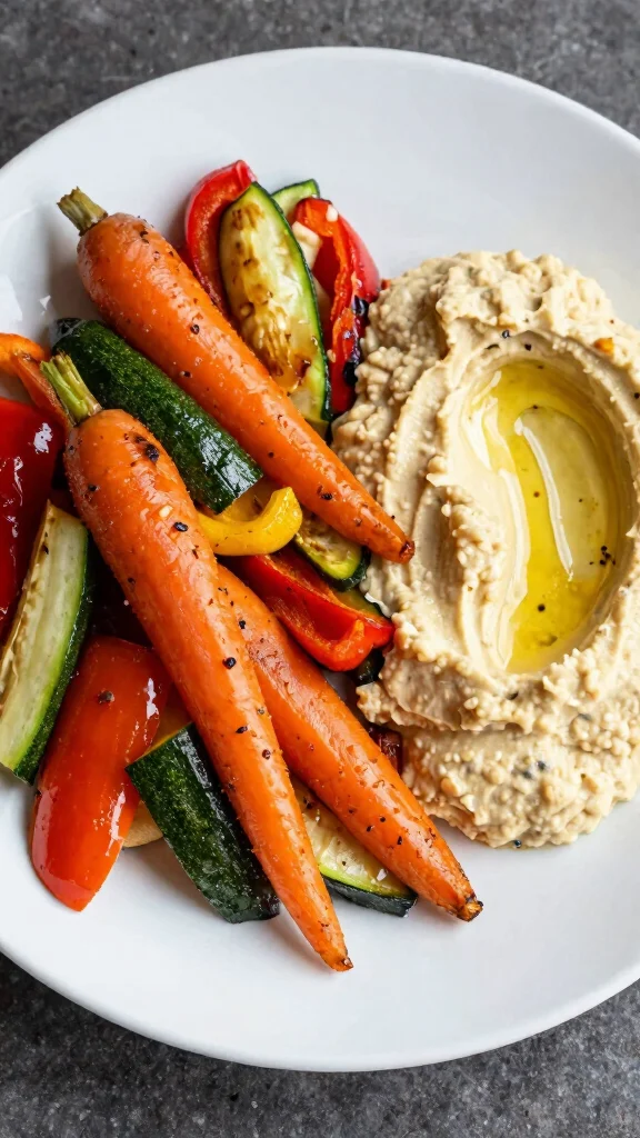 18 Healthy Food Ideas for Lunch You Can Try Today - 14. Roasted Veggie and Hummus Plate 1