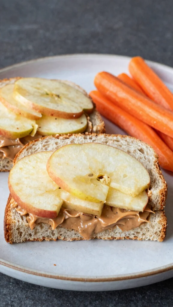 18 Healthy Food Ideas for Lunch You Can Try Today - 17. Apple & Almond Butter Sandwich 1