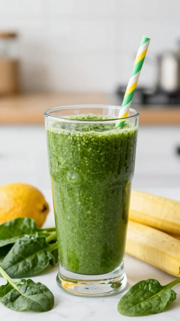 18 Healthy Food Ideas for Lunch You Can Try Today - 18. Green Smoothie with Spinach and Banana 1