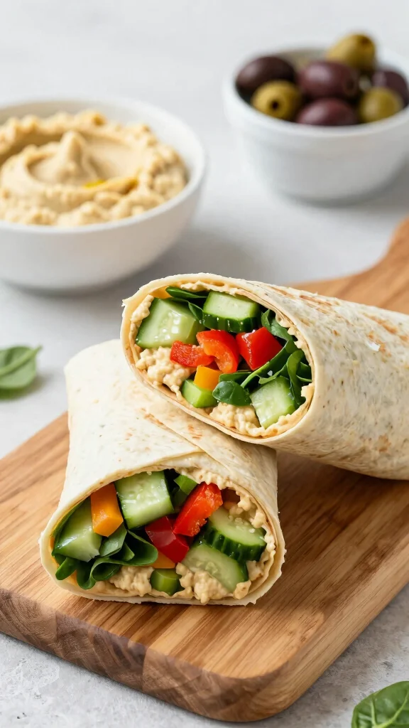 18 Healthy Food Ideas for Lunch You Can Try Today - 3. Mediterranean Hummus Wrap 1
