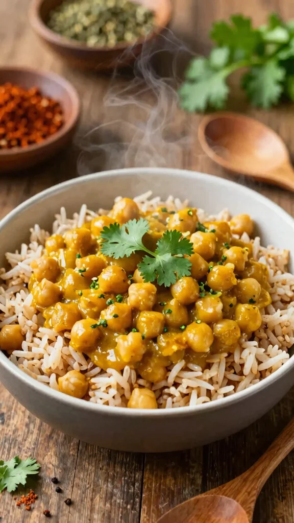 18 Healthy Food Ideas for Lunch You Can Try Today - 6. Chickpea Curry with Brown Rice 1
