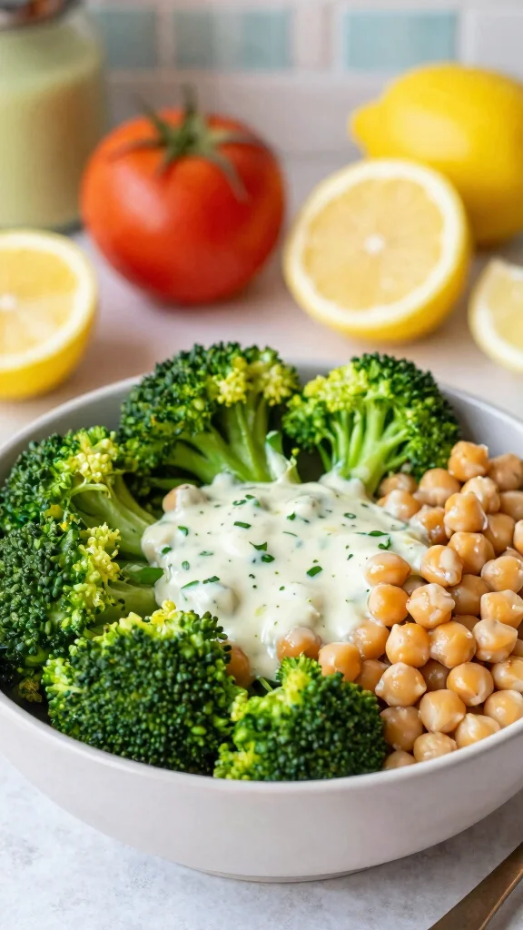 18 Healthy Lunch Bowls Packed with Flavor - 10. Lemon Garlic Chickpea & Broccoli Bowl 1