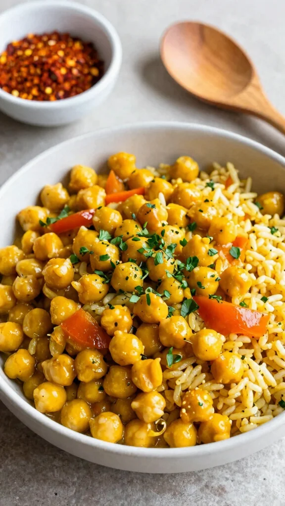 18 Healthy Lunch Meal Prep Ideas for the Week - 10. Curried Chickpeas and Rice Bowl 1