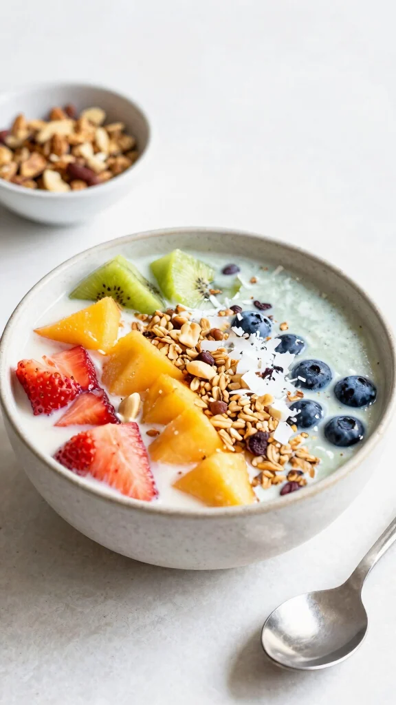 18 Healthy Lunch Meal Prep Ideas for the Week - 17. Tropical Smoothie Bowl 1