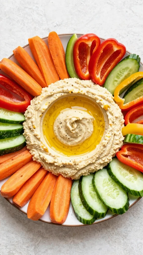 18 Healthy Lunch Meal Prep Ideas for the Week - 18. Spicy Hummus and Veggie Platter 1