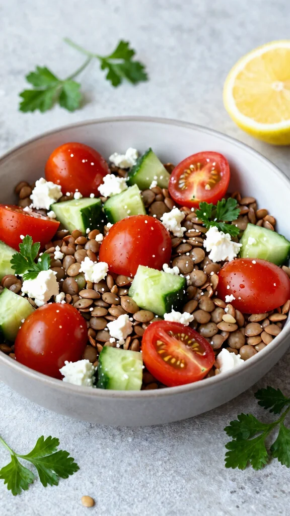 18 Healthy Lunch Meal Prep Ideas for the Week - 3. Lentil Salad with Feta 1