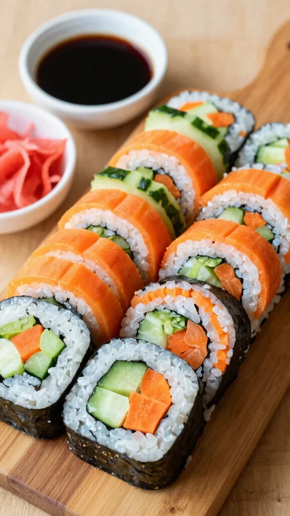 18 Healthy Lunch Meal Prep Ideas for the Week - 8. Carrot and Cucumber Sushi Rolls 1