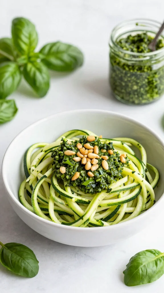 18 Healthy Lunch Meal Prep Ideas for the Week - 9. Zucchini Noodles with Pesto 1