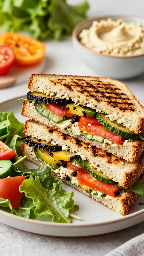 18 Healthy Lunch Recipes for Everyday Eating - 7. Grilled Veggie & Hummus Sandwich 1