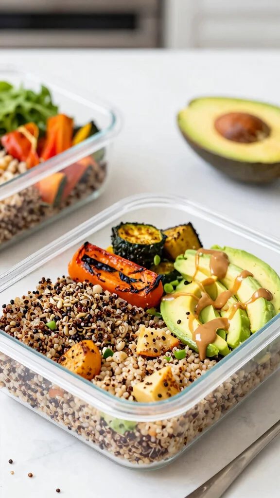 18 Healthy Meal Prep Lunch Ideas for Busy Weeks - 10. Roasted Veggie Grain Bowls 1