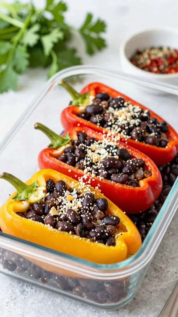 18 Healthy Meal Prep Lunch Ideas for Busy Weeks - 11. Black Bean & Quinoa Stuffed Peppers 1