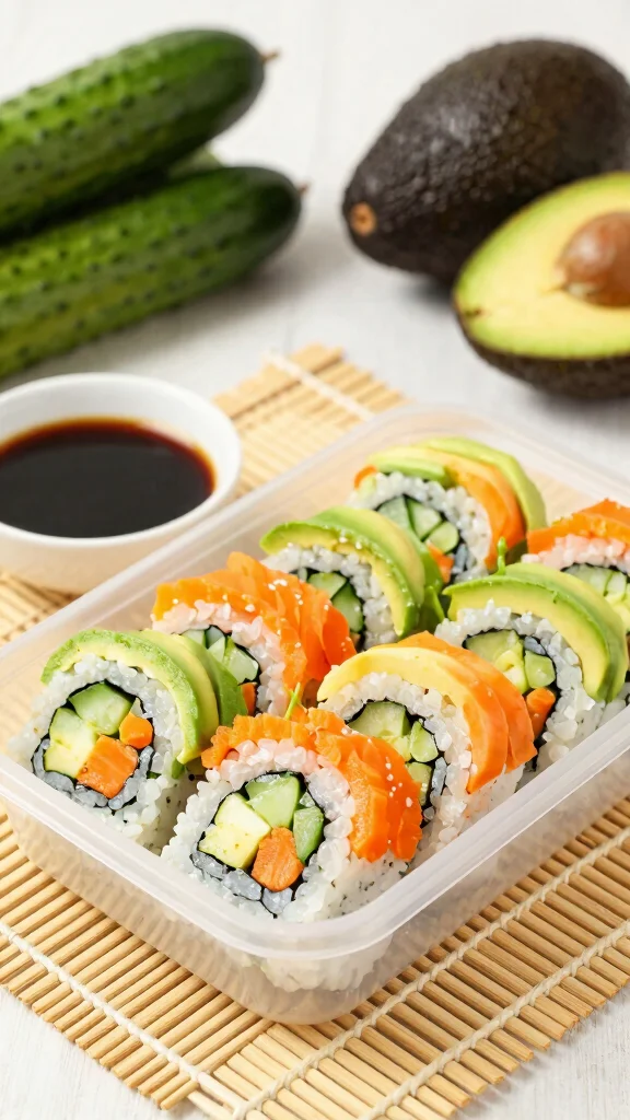 18 Healthy Meal Prep Lunch Ideas for Busy Weeks - 12. Vegan Sushi Rolls 1