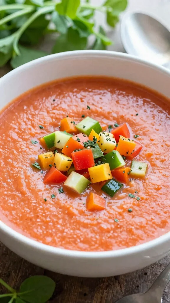 18 Healthy Summer Dinner Recipes Light & Fresh - 12. Gazpacho with Fresh Vegetables 1