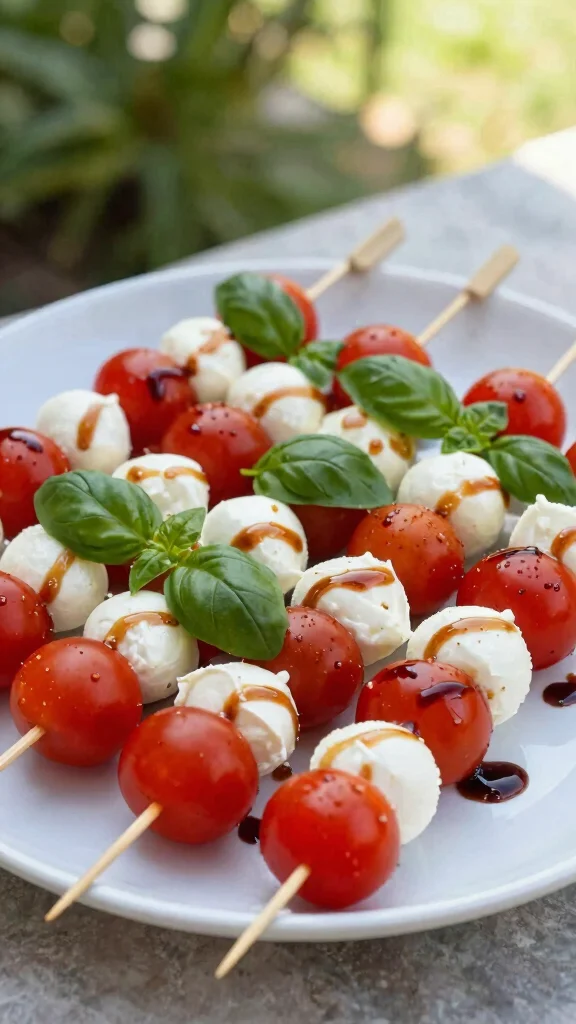 18 Healthy Summer Dinner Recipes Light & Fresh - 6. Caprese Skewers with Balsamic Glaze 1