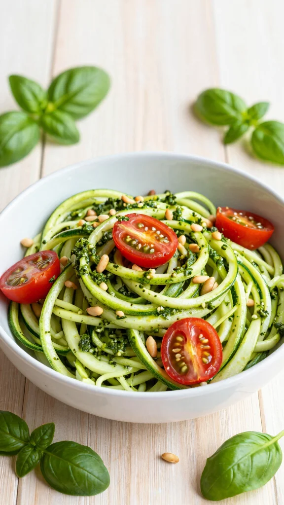 18 Healthy Work Lunch Ideas Easy to Pack - 10. Zucchini Noodles with Pesto 1