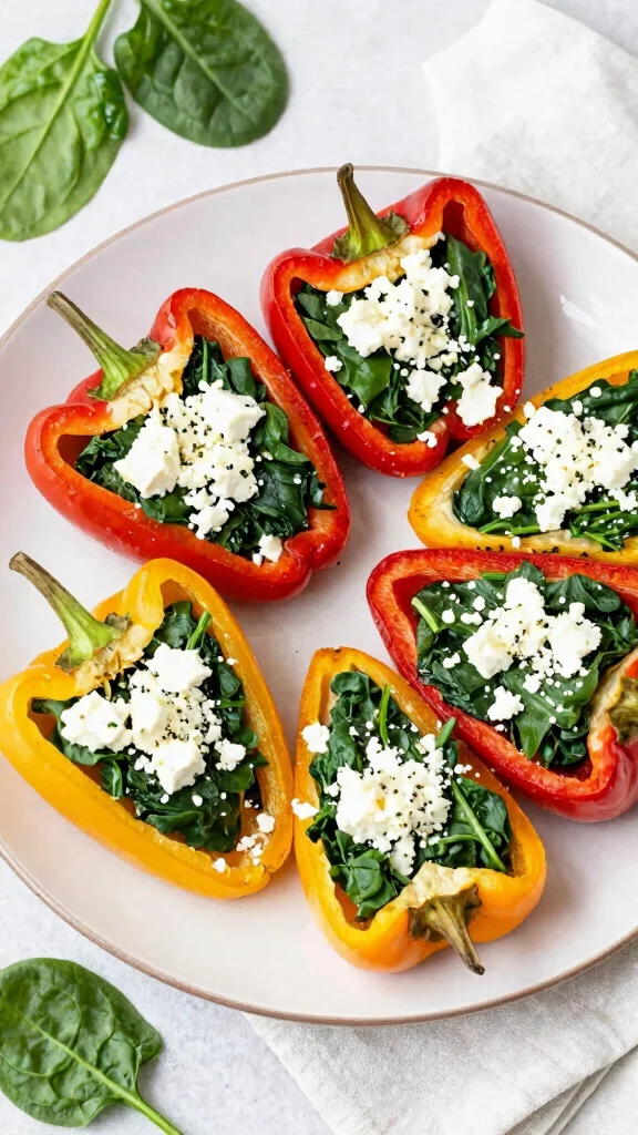 18 Healthy Work Lunch Ideas Easy to Pack - 8. Spinach and Feta Stuffed Peppers 1