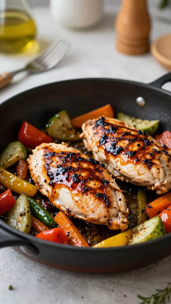 18 Quick Healthy Dinner Recipes Ready in 30 Minutes - 10. Balsamic Chicken with Veggies 1