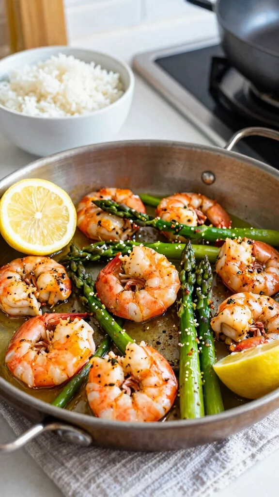 18 Quick Healthy Dinner Recipes Ready in 30 Minutes - 16. Lemon Garlic Shrimp and Asparagus 1