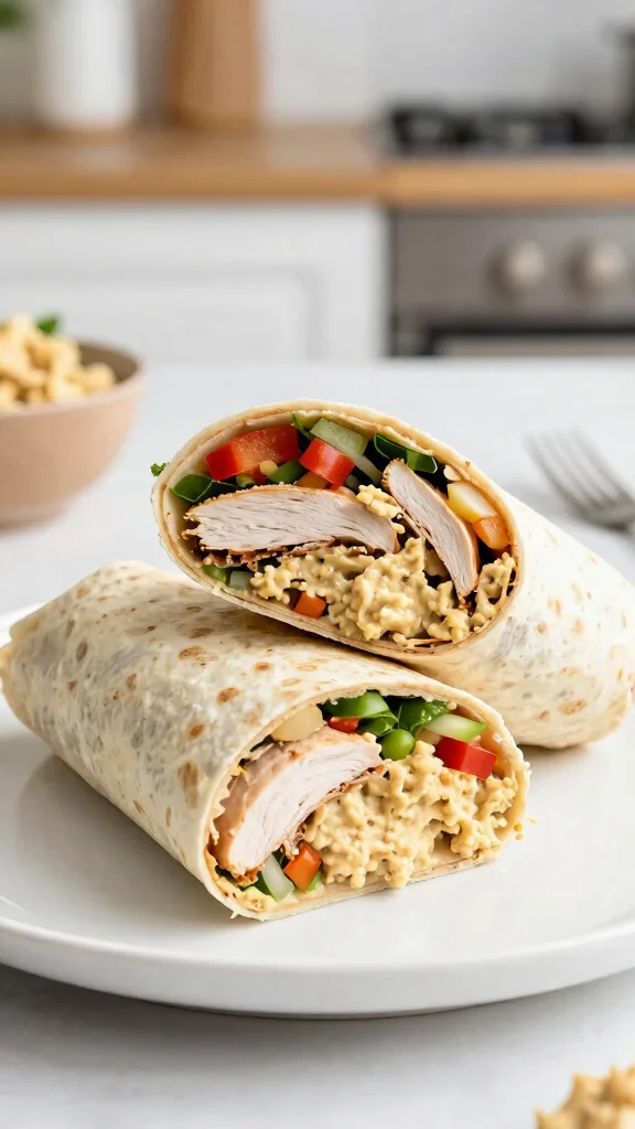 18 Quick Healthy Lunch Ideas for Busy Schedules - 12. Turkey and Hummus Wrap 1