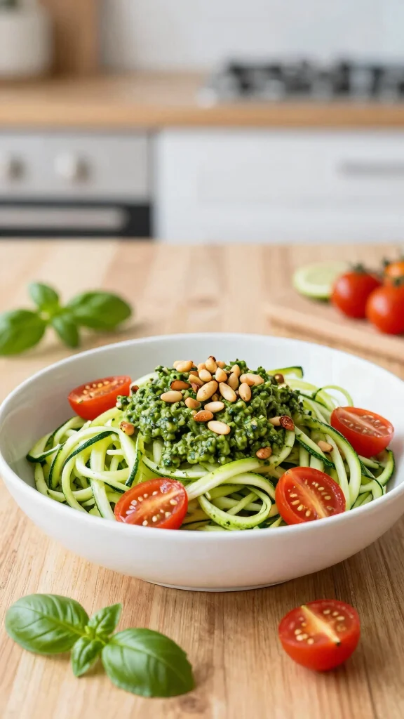 18 Quick Healthy Lunch Ideas for Busy Schedules - 4. Zucchini Noodles with Pesto 1