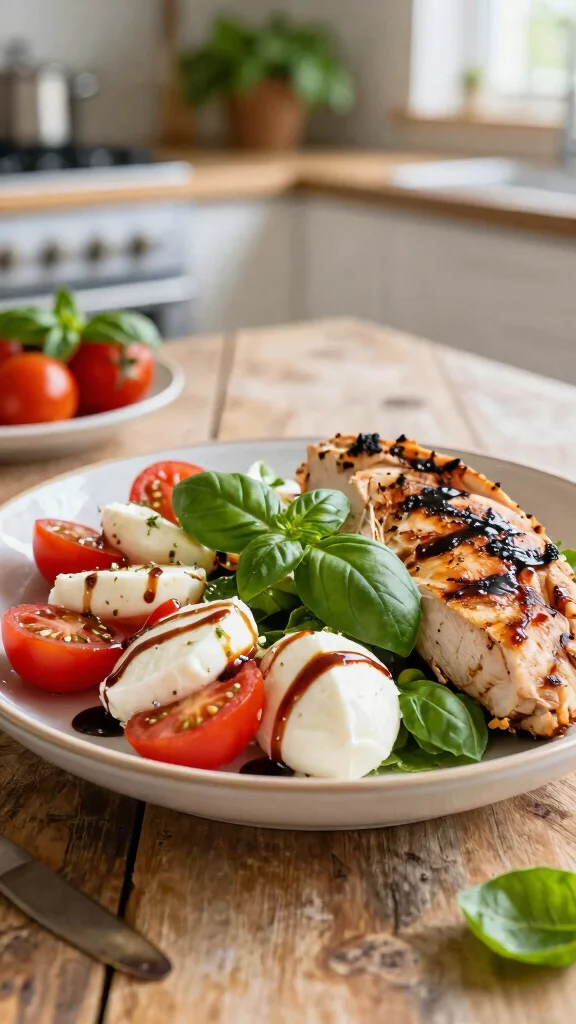 18 Quick Healthy Lunch Ideas for Busy Schedules - 7. Caprese Salad with Grilled Chicken 1